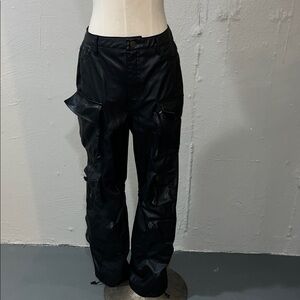 Women’s leather Black Cargo Pants